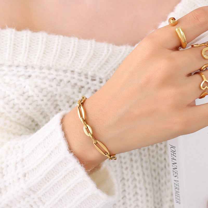 18K Gold Geometric Design Luxury Bracelet Necklace Set - Damned Threads